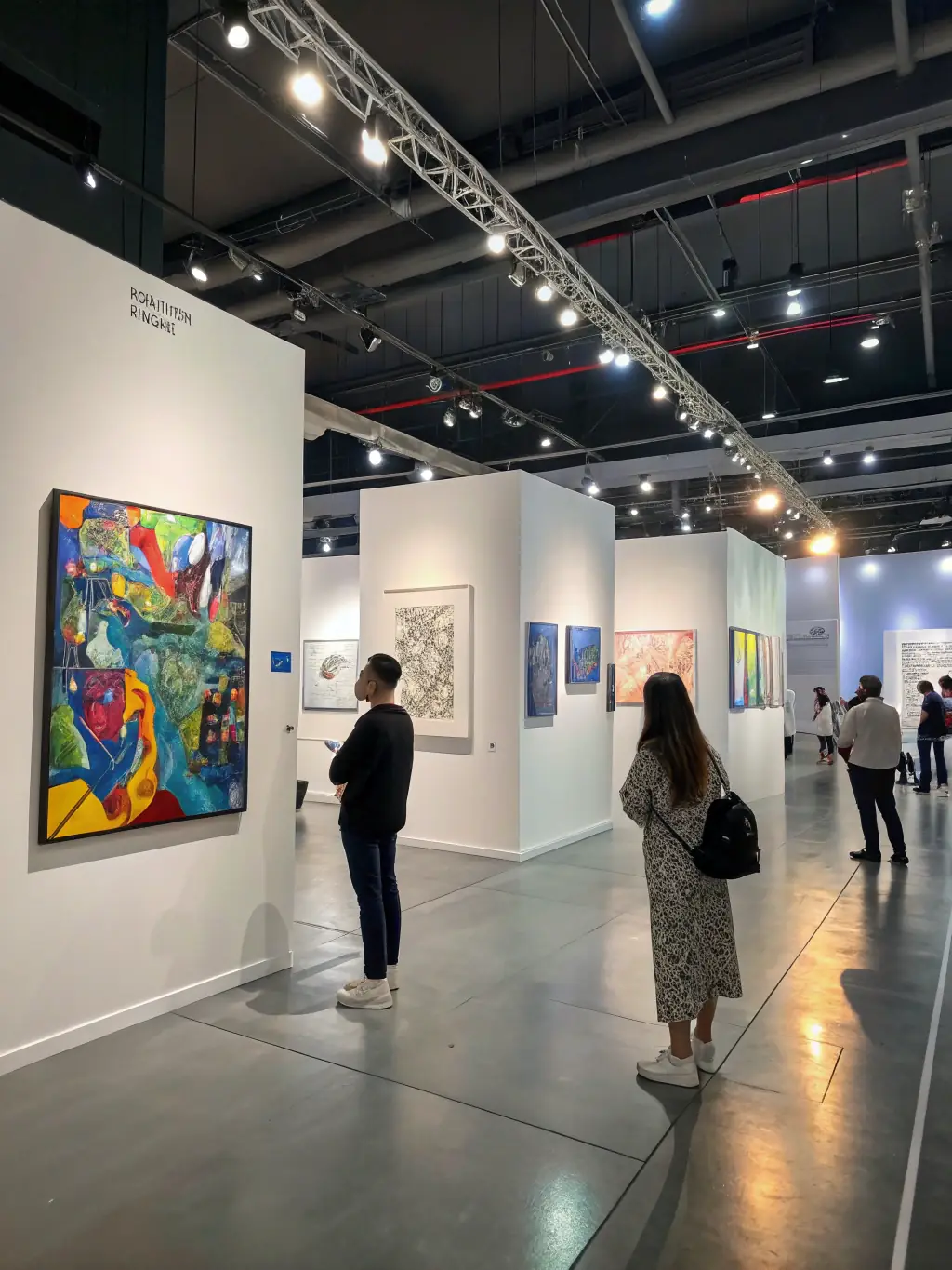 A vibrant scene from a local art exhibition, featuring paintings and sculptures created by members of the Charleval community, highlighting the cultural events at Foyer Rural de Charleval.